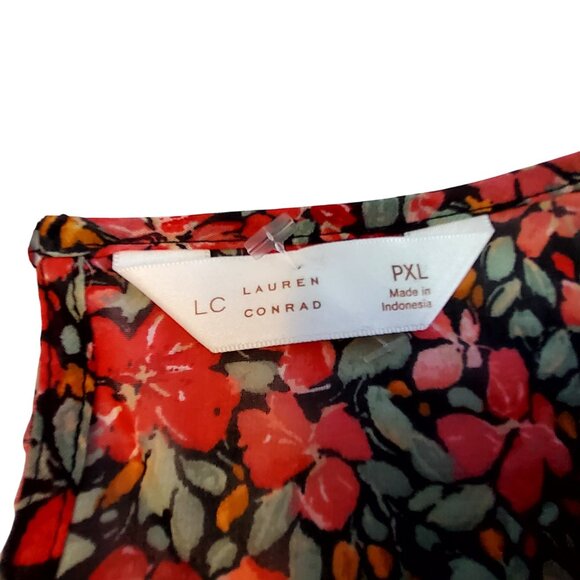 Lauren Conrad Red Floral Long Sleeve Dress Size  PXL Polyester Made In Indonesia - Picture 4 of 11
